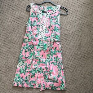 Lilly Pulitzer Pink and Green Palm Print Dress